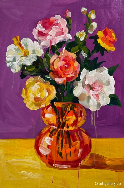 DE VLIEGHER Alice - Flowers in orange vase II